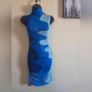 ✏️Blue Wave Pattern Sheer coverup